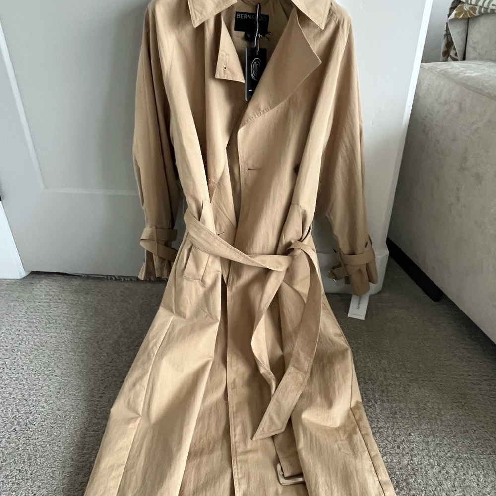 NWT Bernardo Tan Trench Coat xs crsip khaki color - Picture 3 of 10